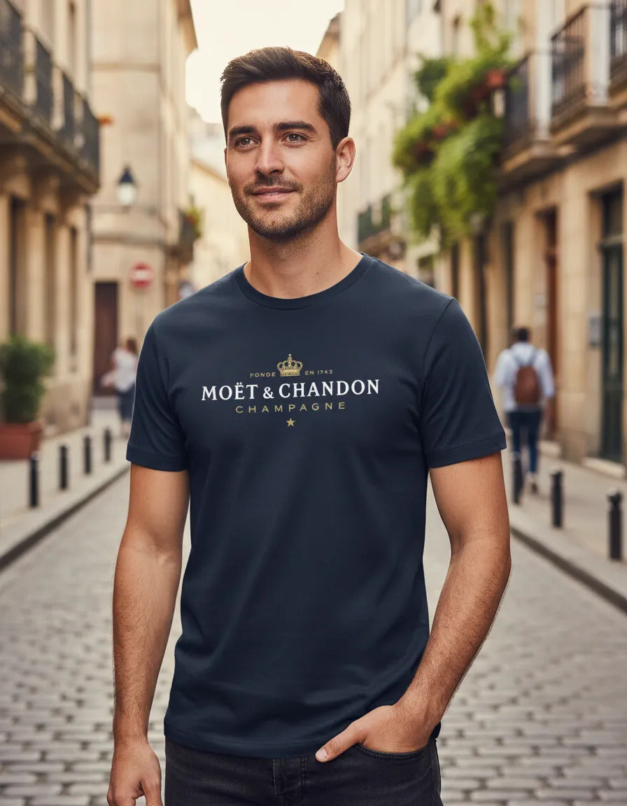 Playera Moët & Chandon Champagne Bebida Lujo Elegante Moda
