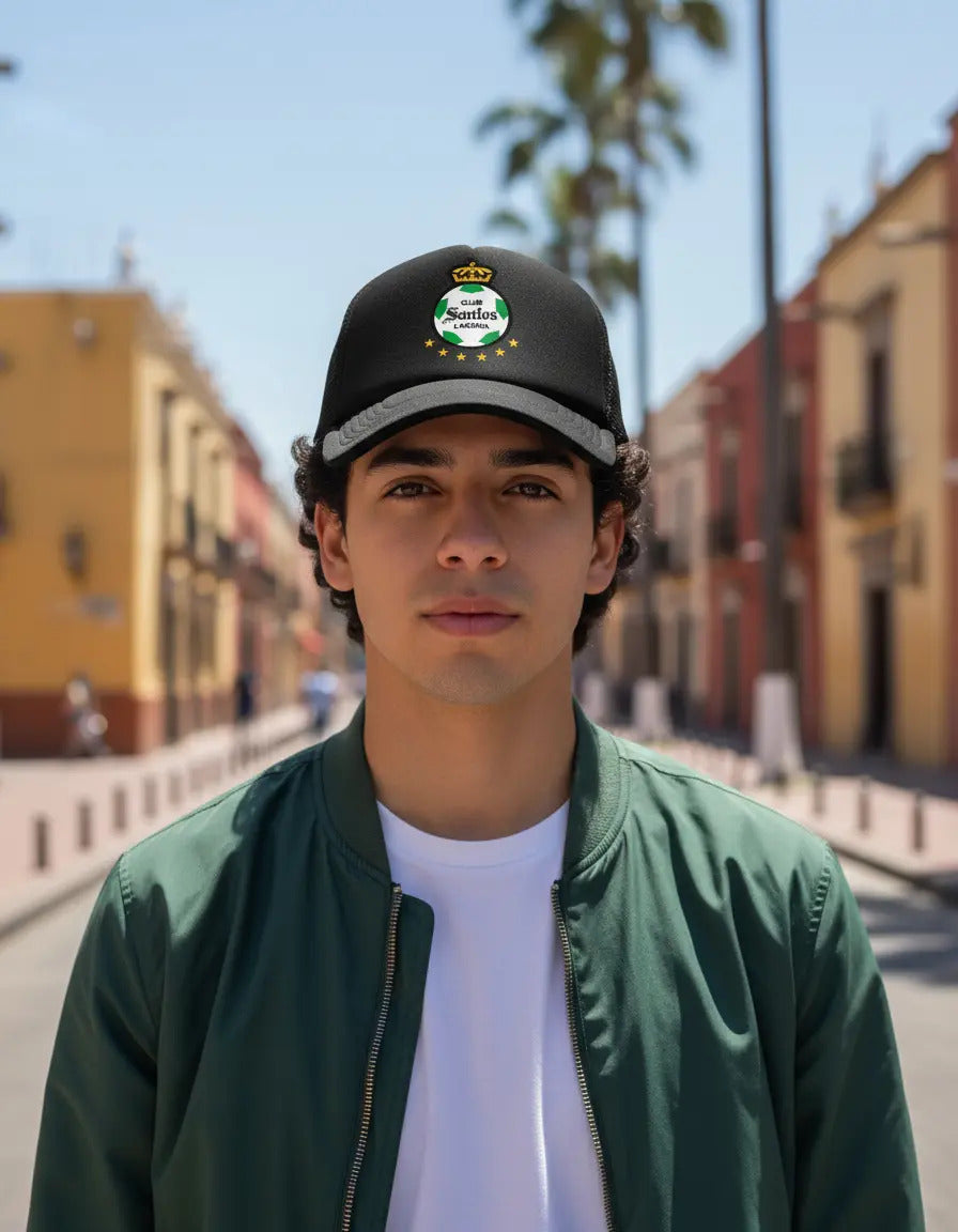 Gorra Trucker Santos Laguna Fútbol Fifa Liga Mx Deportes Negro Ajustable Santos