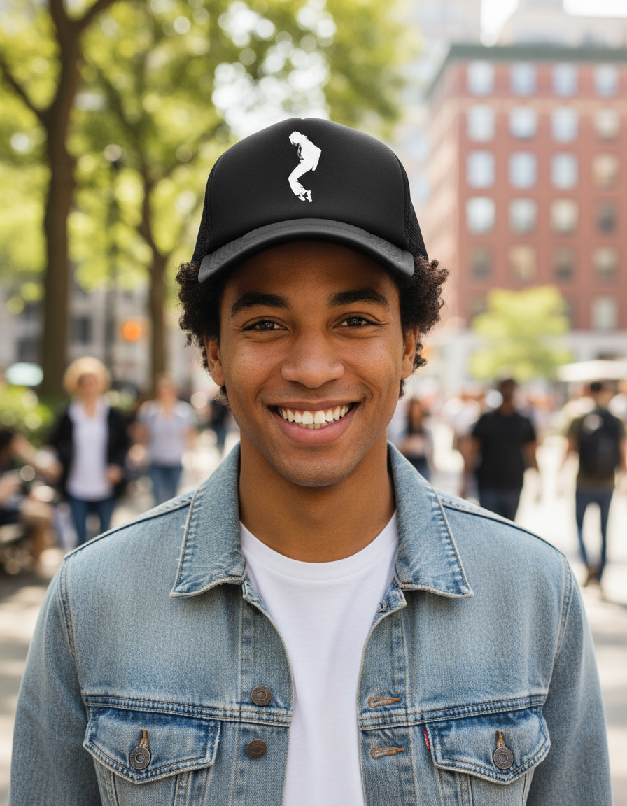 Gorra Trucker Michael Jackson Música Pop Thriller Negro Ajustable Mj