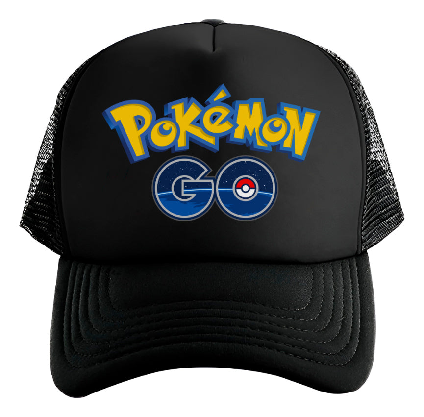 Gorra Trucker Pokémon Go Videojuegos Móvil Celular Nintendo Negro Ajustable Pkmn