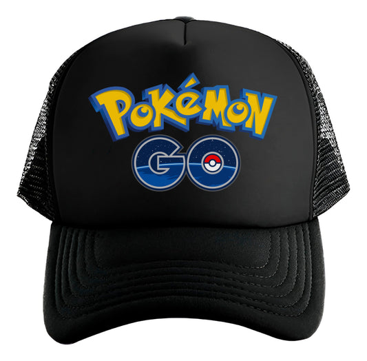 Gorra Trucker Pokémon Go Videojuegos Móvil Celular Nintendo Negro Ajustable Pkmn
