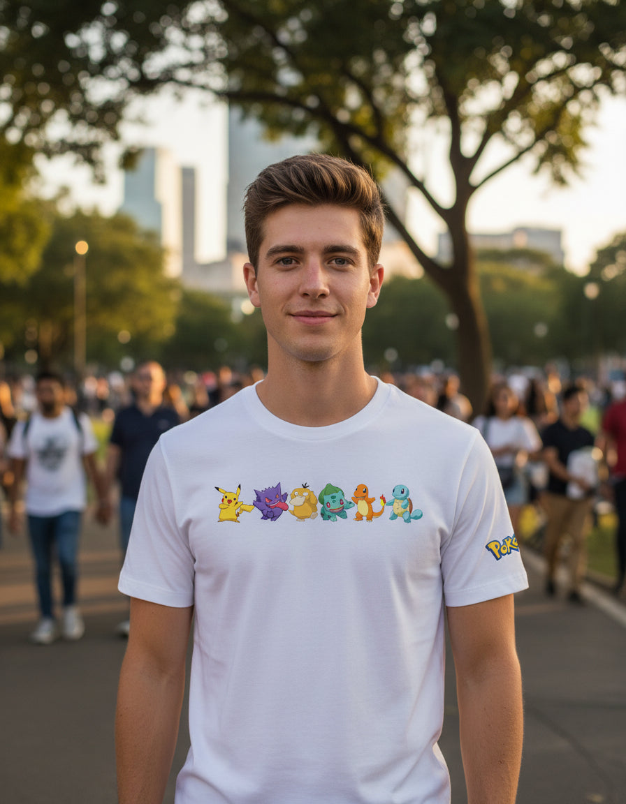 Playera Pokémon Gengar Pikachu Charmander Bulbasaur