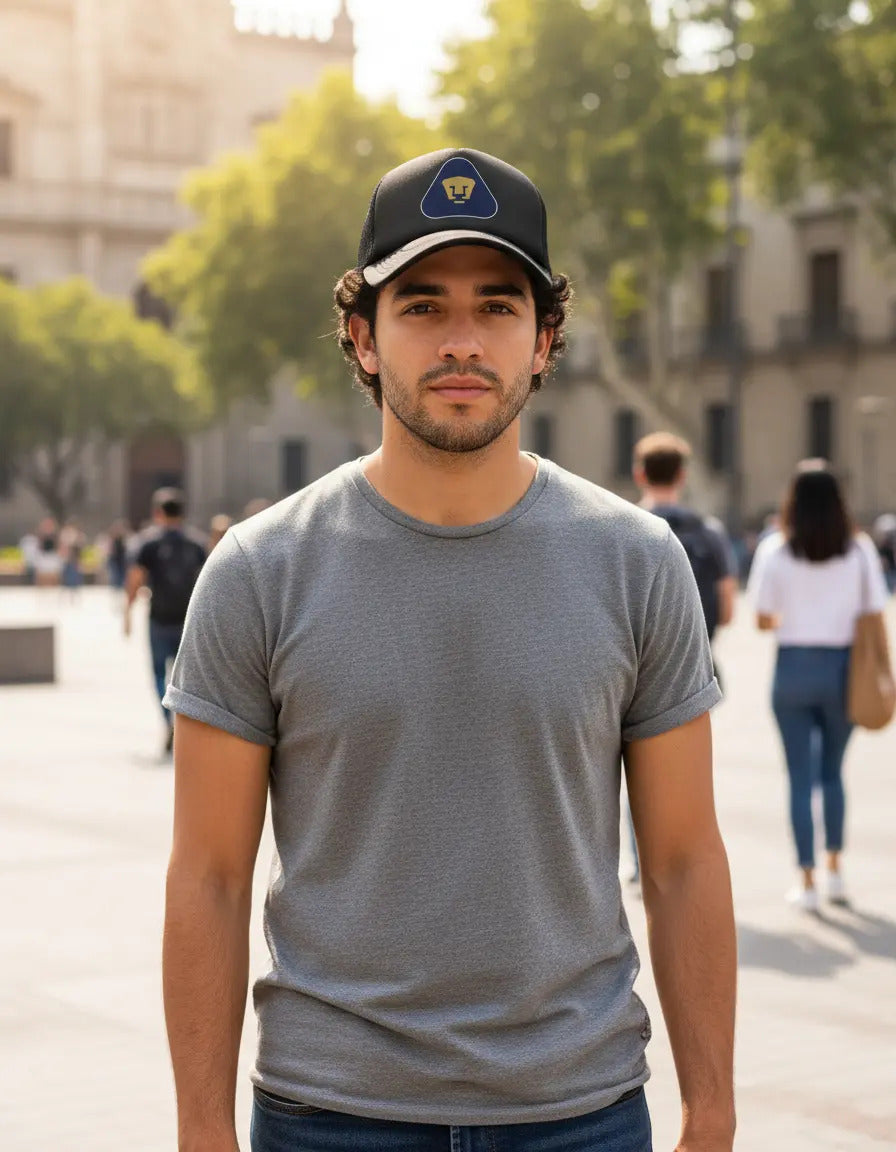 Gorra Trucker Pumas Fútbol Fifa Liga Mx Deportes México Negro Ajustable Pumas