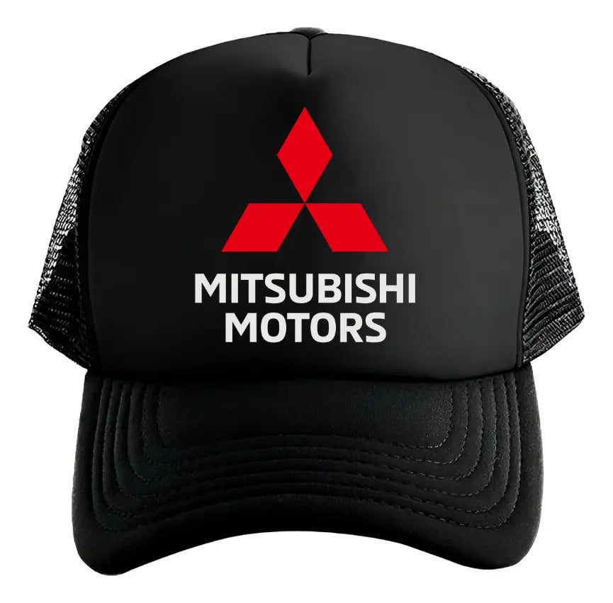 Gorra Trucker Mitsubishi Motors Coche Vehículo Automovilismo Negro Ajustable Mm