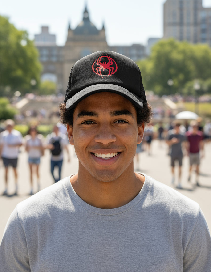 Gorra Miles Morales Spiderman Spiderverse Marvel Cómics Negro Ajustable Miles