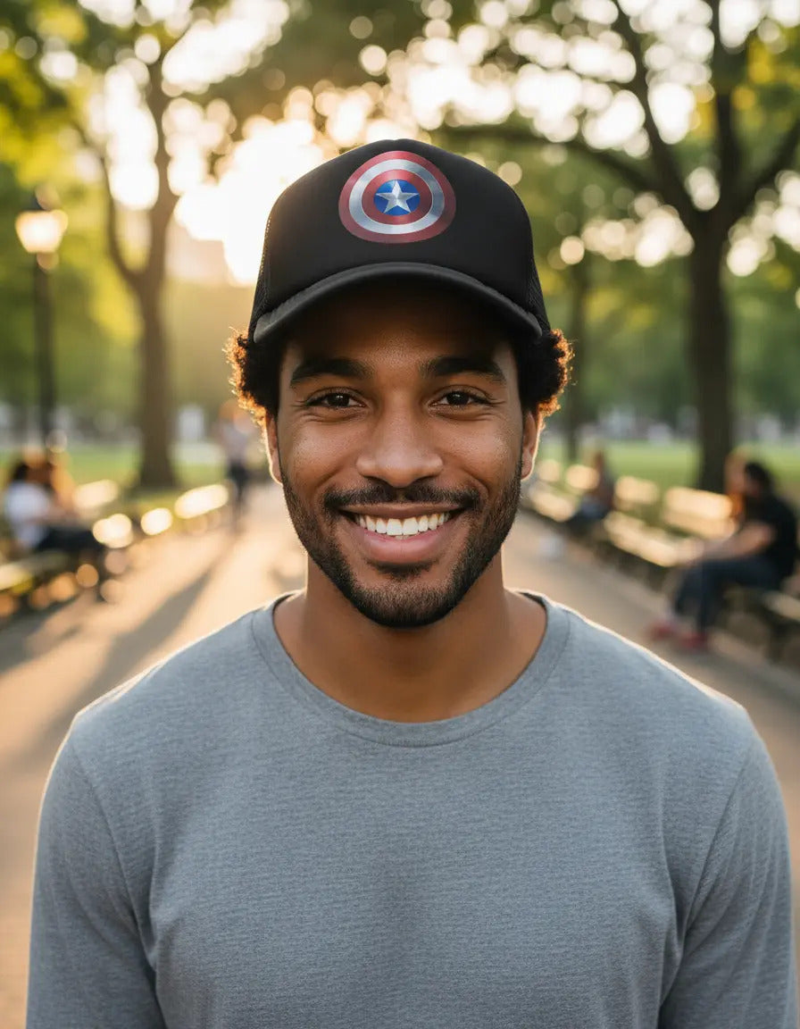Gorra Capitan América Avengers Marvel Cómics Negro Ajustable Ca