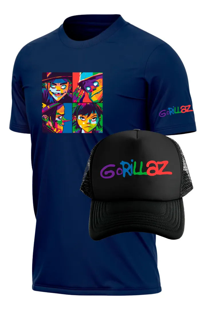 Playera Y Gorra Gorillaz Música Hip Hop Rock Pop Electrónica