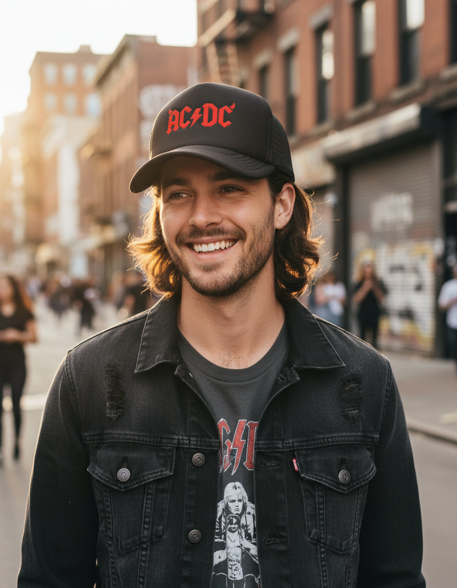 Gorra Acdc Logo Música Rock Negro Ajustable Ac Dc