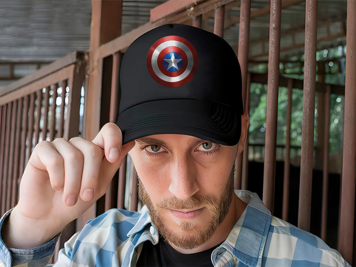 Gorra Capitan América Avengers Marvel Cómics Negro Ajustable Ca