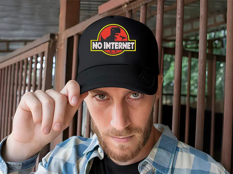 Gorra No Internet Dinosaurio Negro Ajustable Ni