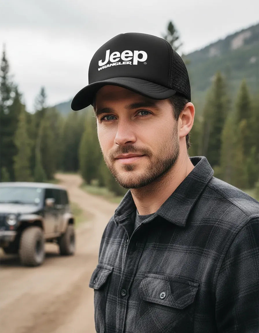Gorra Trucker Jeep Wrangler Coche Vehiculo Negro Ajustable