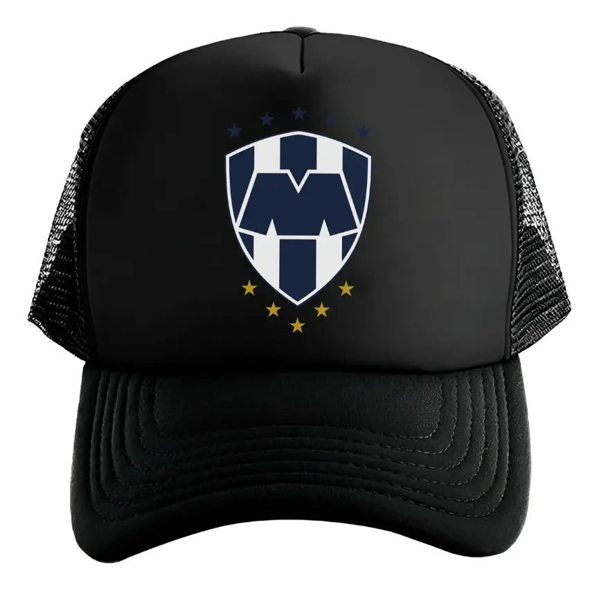 Gorra Trucker Monterrey Rayados Fútbol Liga Mx Deportes Negro Ajustable Rayados