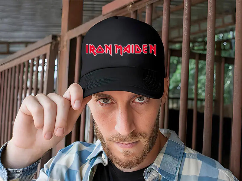 Gorra Trucker Iron Maden Música Rock Heavy Metal Negro Ajustable Im