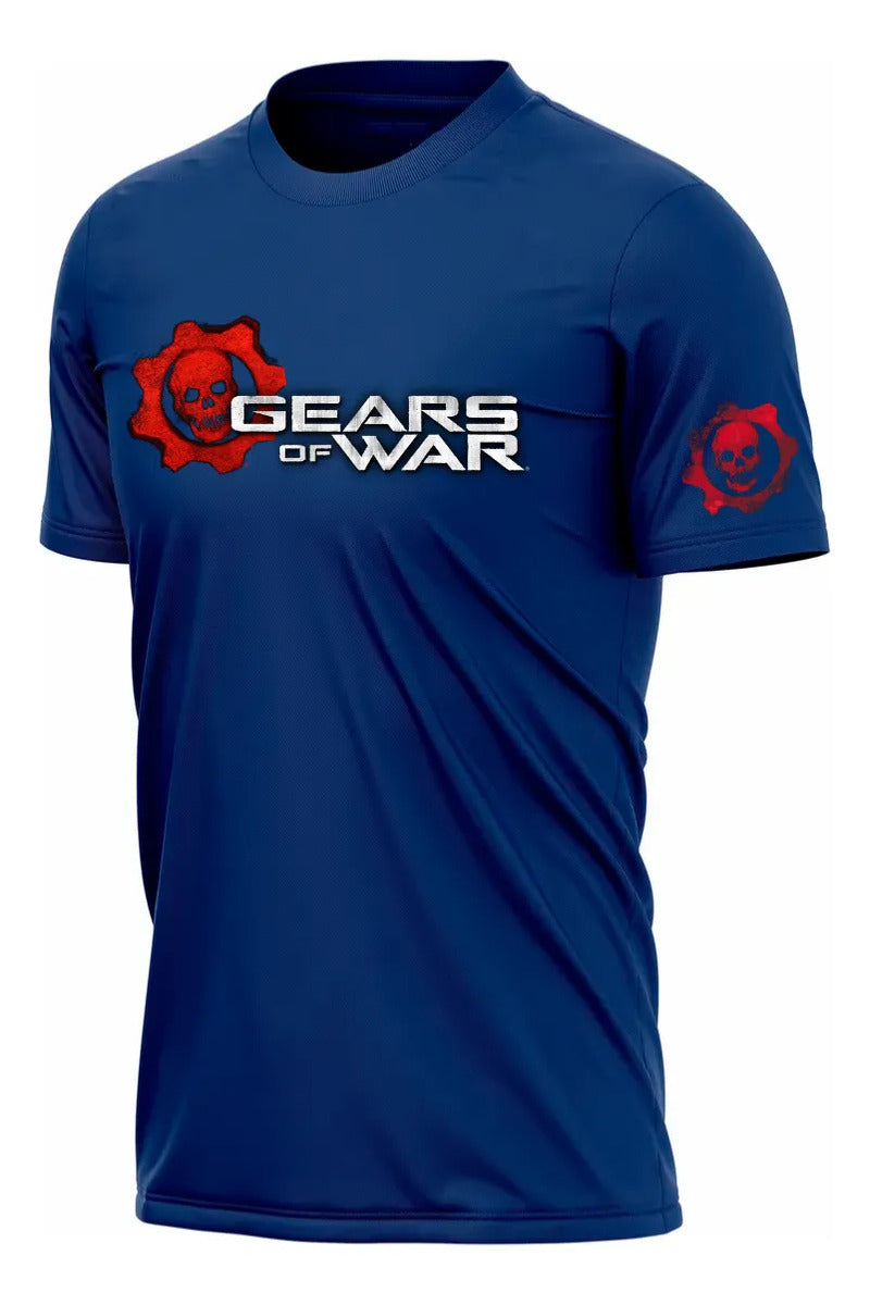 Playera Gears Of War Videojuegos Xbox Playstation Pc Gamer Azul Logo M