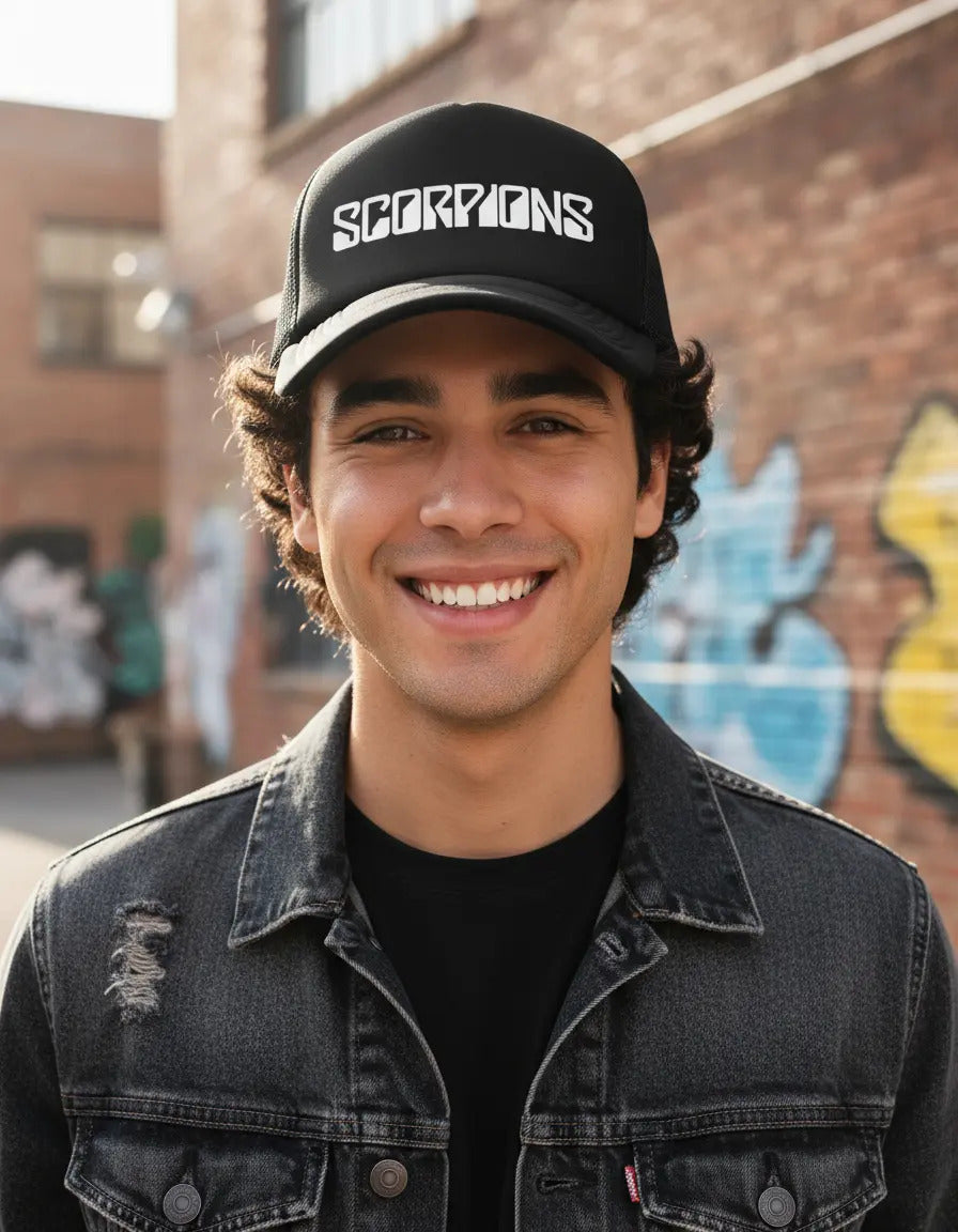 Gorra Trucker Scorpions Música Rock Heavy Metal Negro Ajustable Scrpns