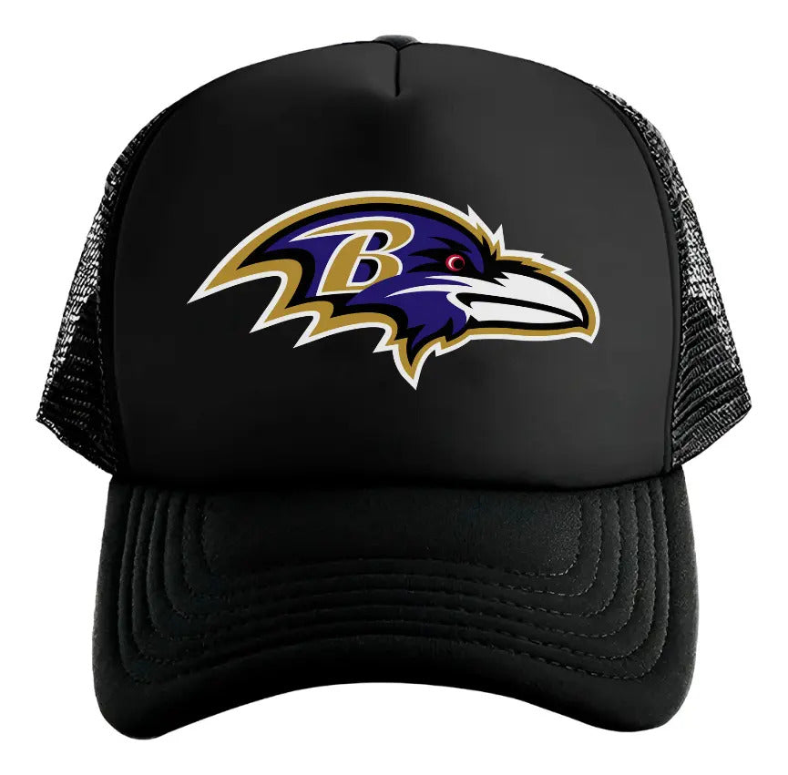 Gorra Trucker Ravens Nfl Fútbol Americano Lamar Jackson Negro Ajustable Br