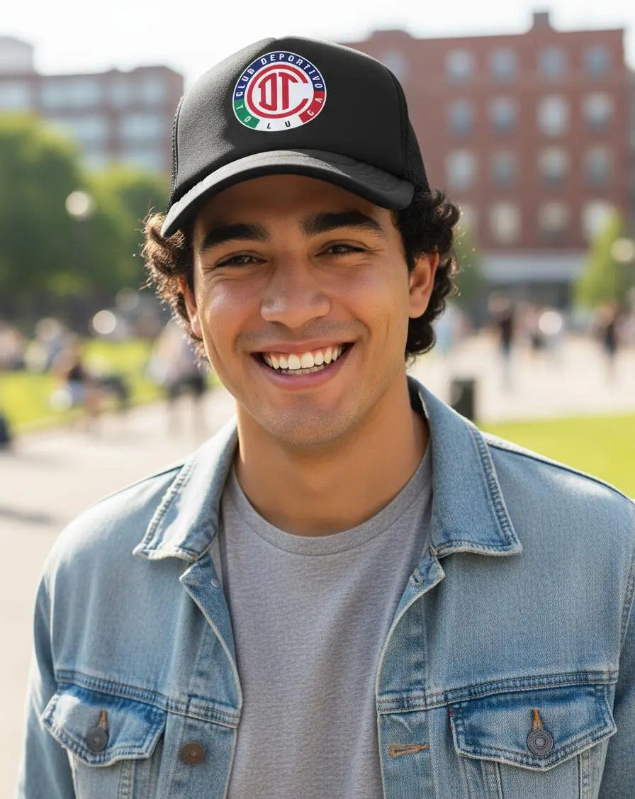 Gorra Trucker Toluca Fútbol Fifa Liga Mx Deportes México Negro Ajustable Toluca