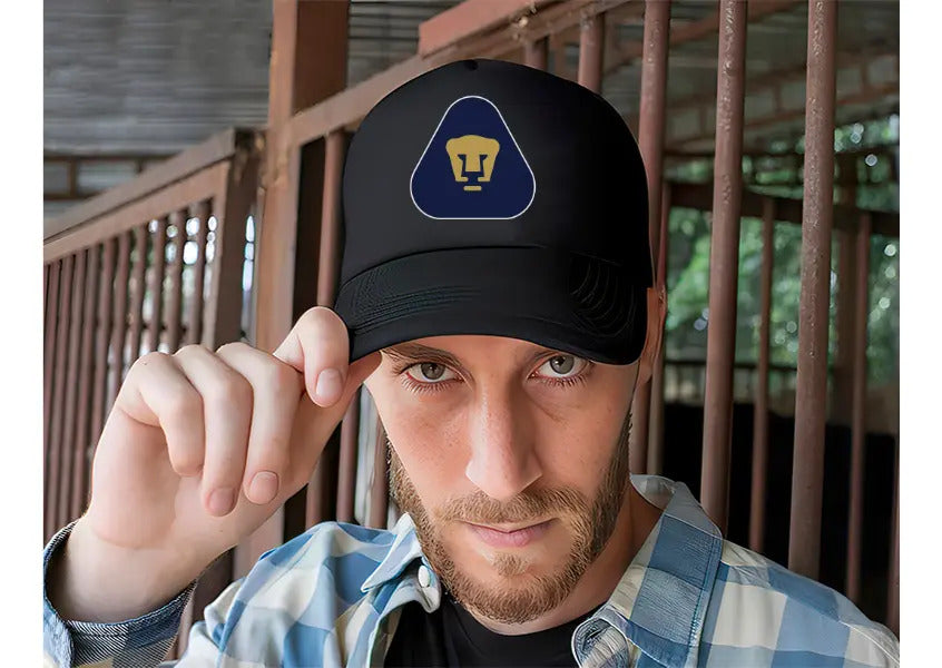 Gorra Trucker Pumas Fútbol Fifa Liga Mx Deportes México Negro Ajustable Pumas