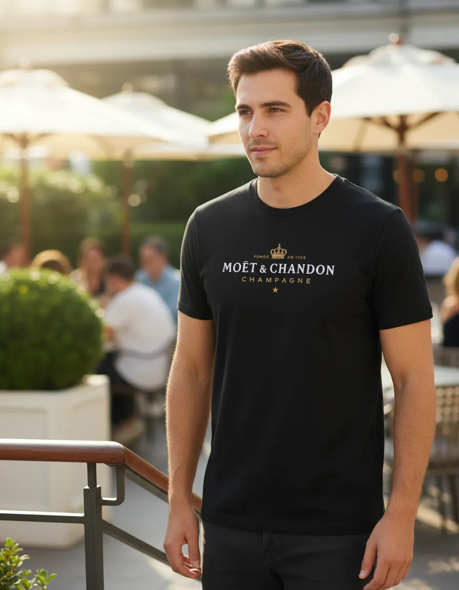 Playera Moët & Chandon Champagne Bebida Lujo Elegante Moda