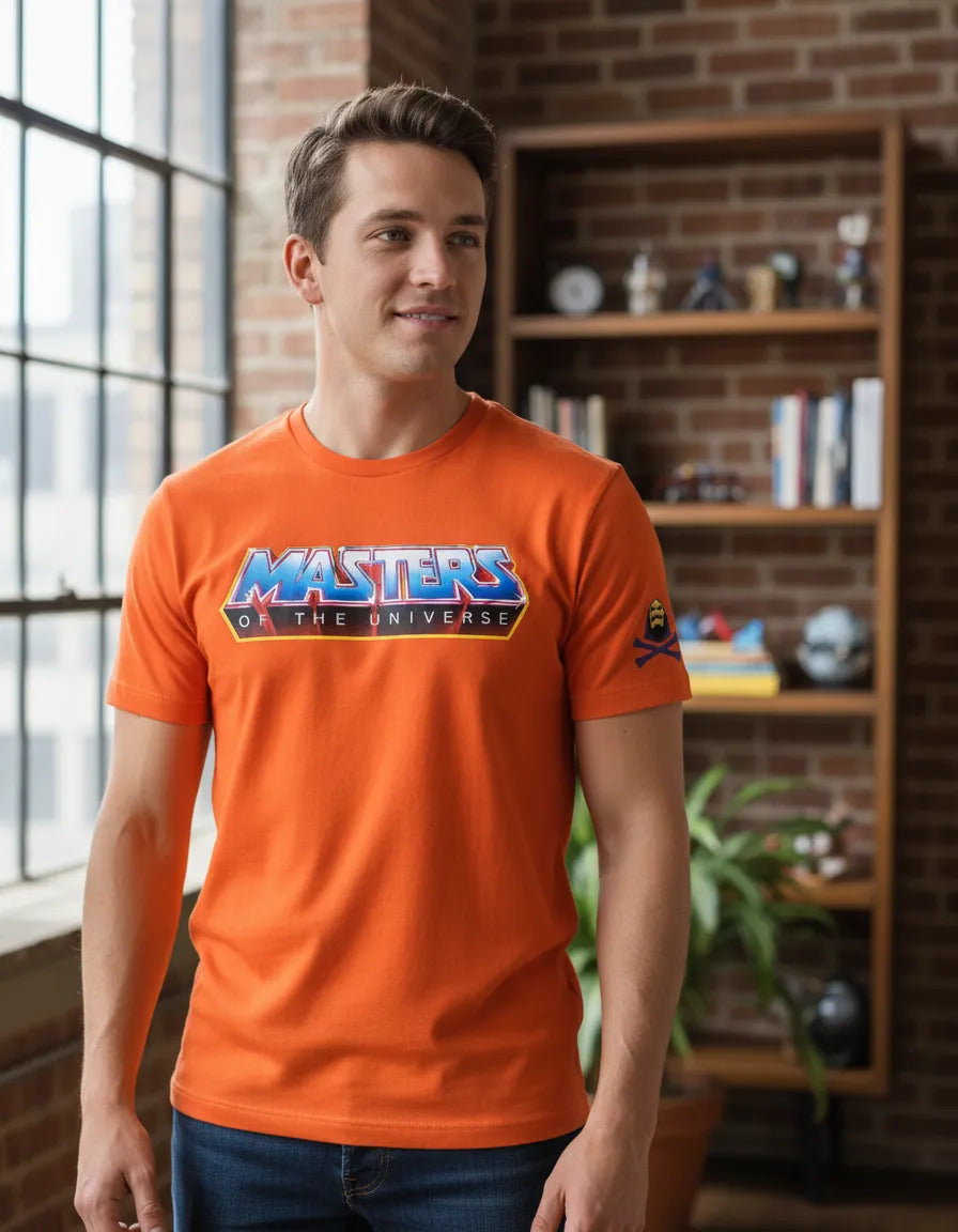 Playera Masters Of The Universe He Man Skeletor Naranja Logo Xg