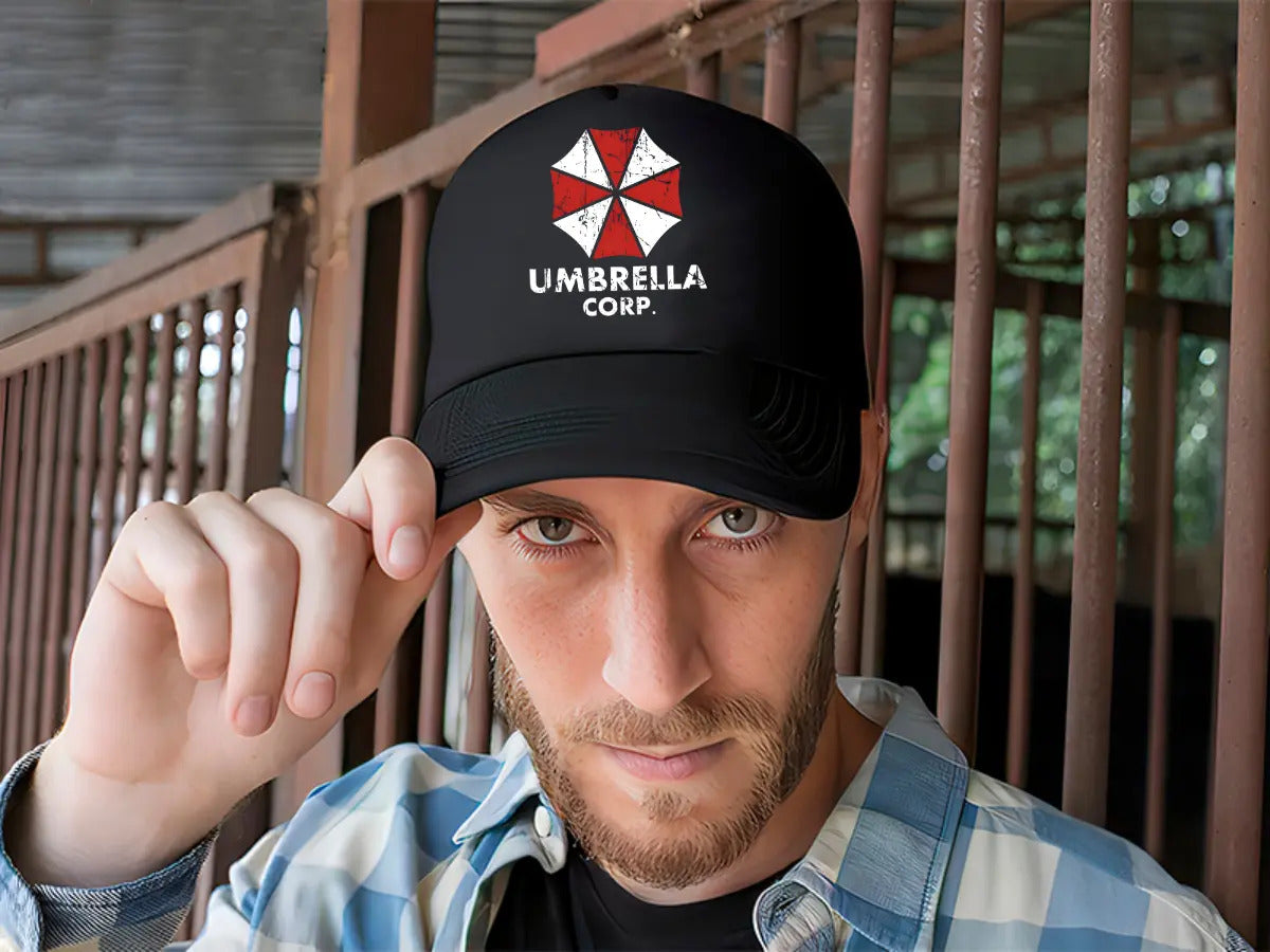 Gorra Umbrella Corp Resident Evil Videojuegos Gamer Ps5 Xbox Negro Ajustable Uc