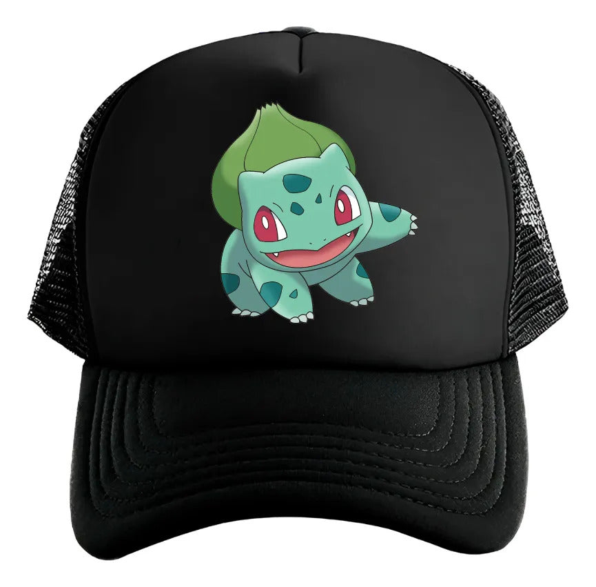 Gorra Gengar Pokémon Pikachu Charmander Bulbasaur Squirtle Negro Ajustable Bulbasaur