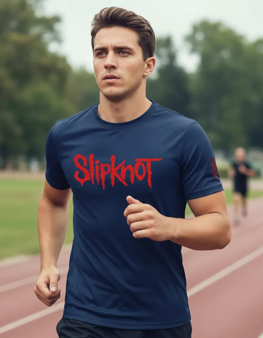 Playera Deportiva Slipknot Música Rock Heavy Metal Azul Logo M