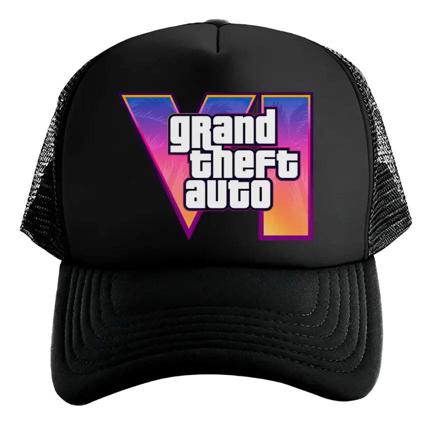 Gorra Trucker Gta 6 Gamer Streaming Ps5 Xbox Pc Rockstar Negro Ajustable Gta6