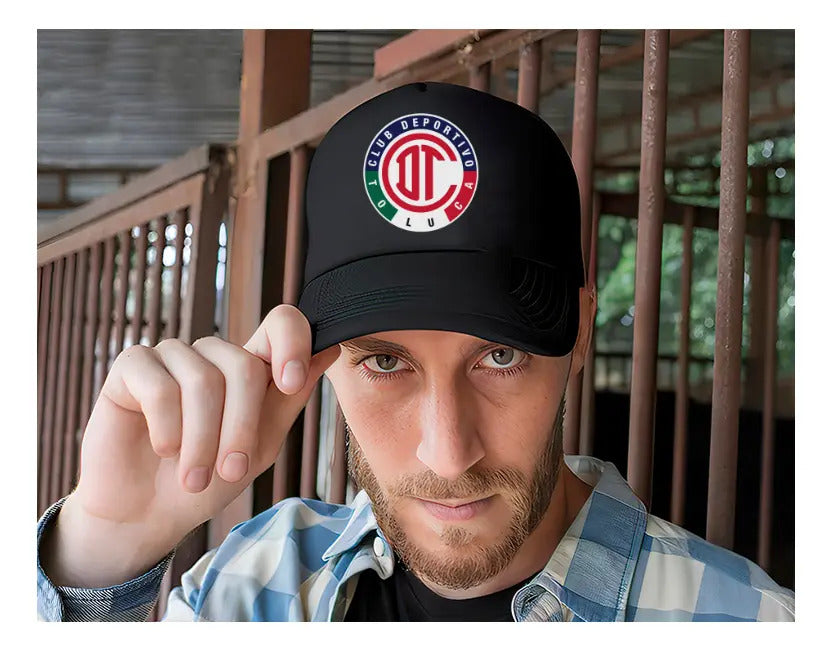 Gorra Trucker Toluca Fútbol Fifa Liga Mx Deportes México Negro Ajustable Toluca