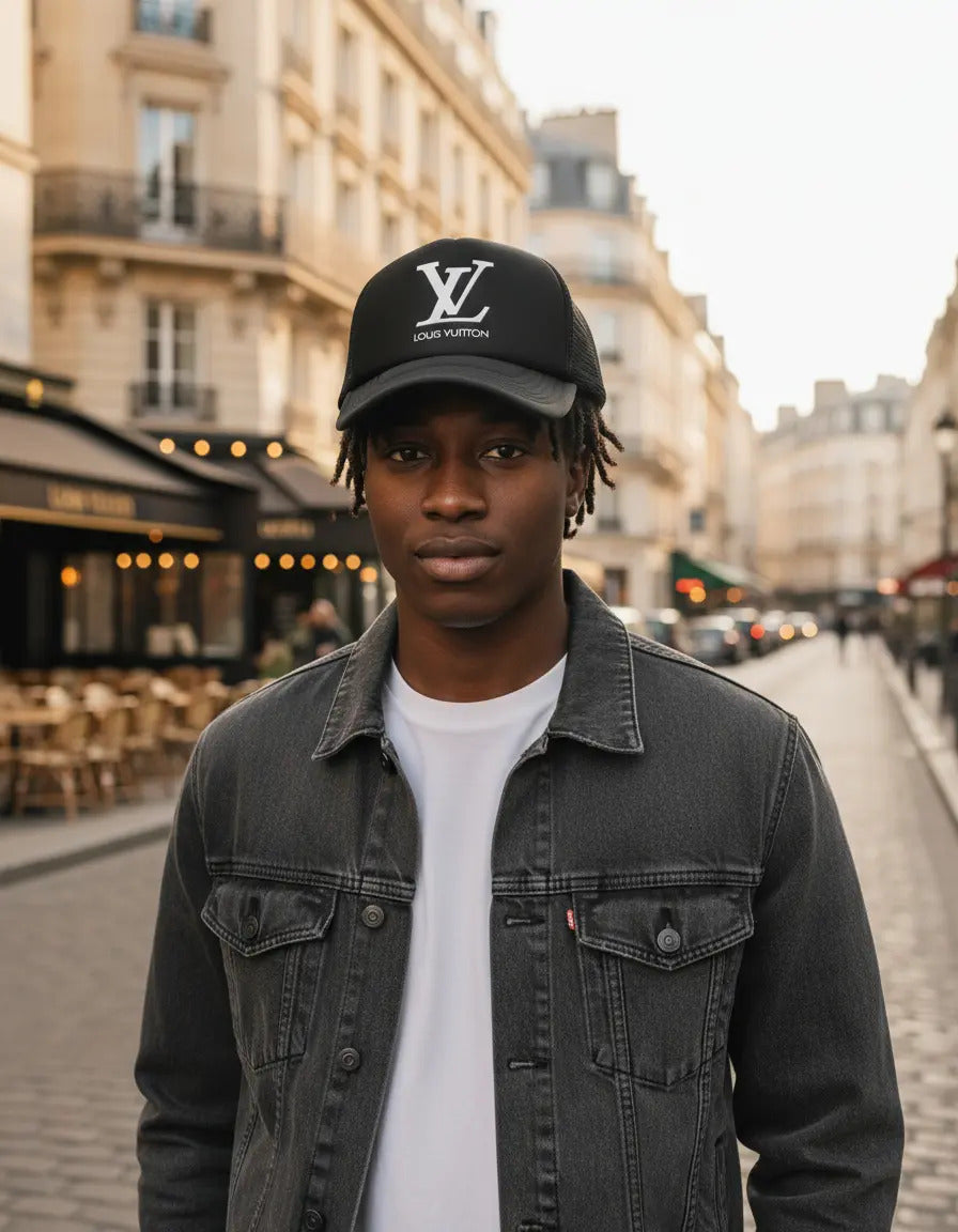Gorra Lv Moda Moderno Elegante Aesthetic Actualidad Negro Ajustable Lv
