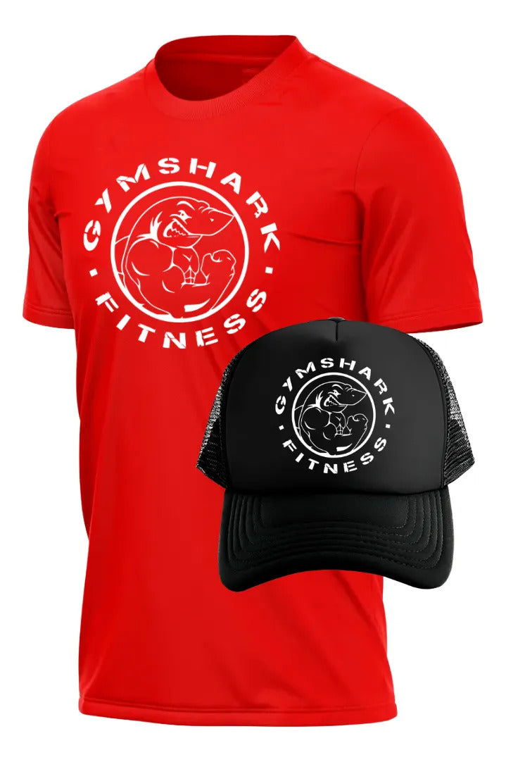 Playera Y Gorra Gym Shark Gym Fitness Running Deportes