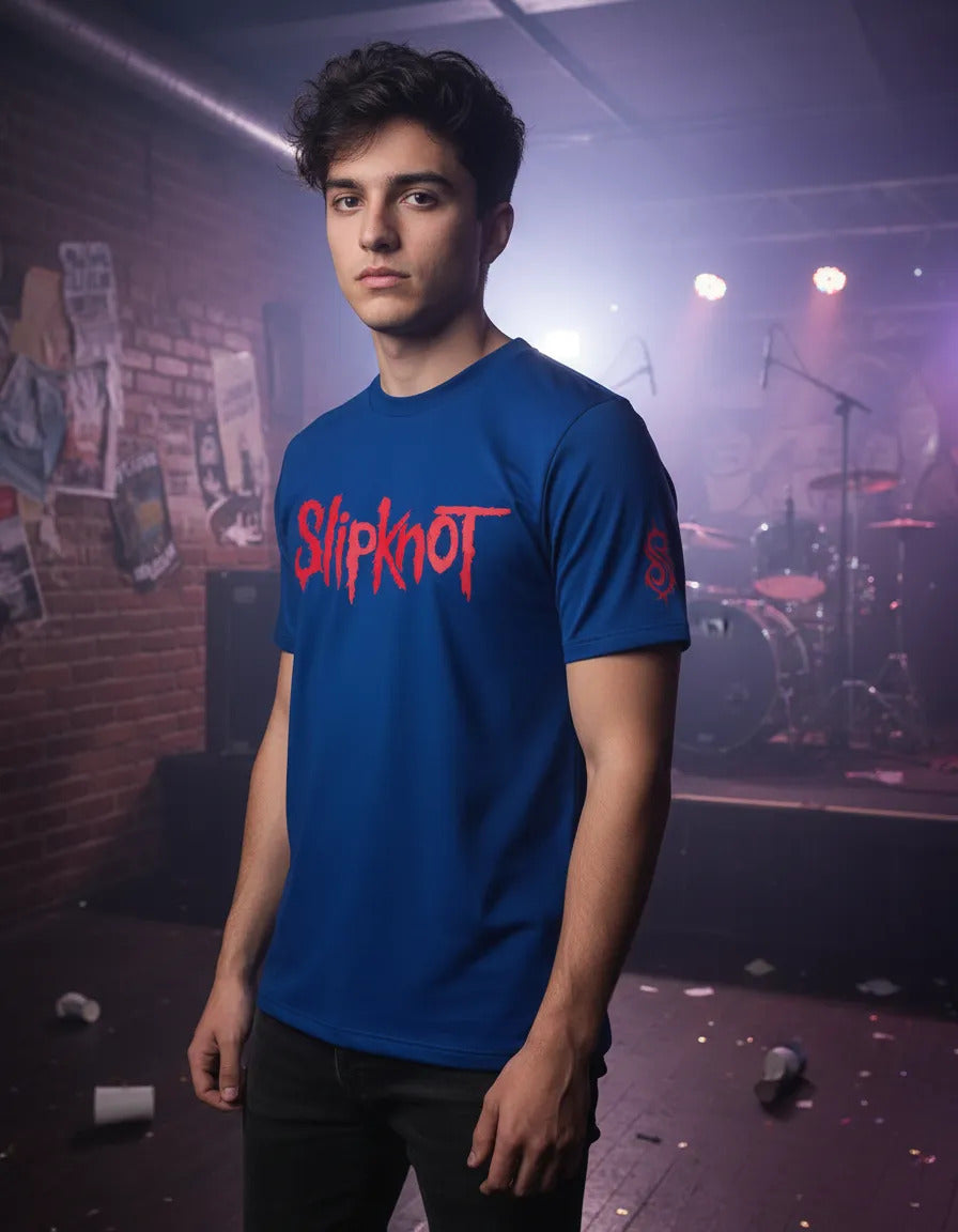 Playera Slipknot Música Rock Heavy Metal Azul Logo Ch