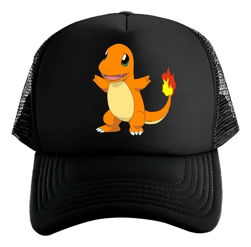 Gorra Gengar Pokémon Pikachu Charmander Bulbasaur Squirtle Negro Ajustable Charmander