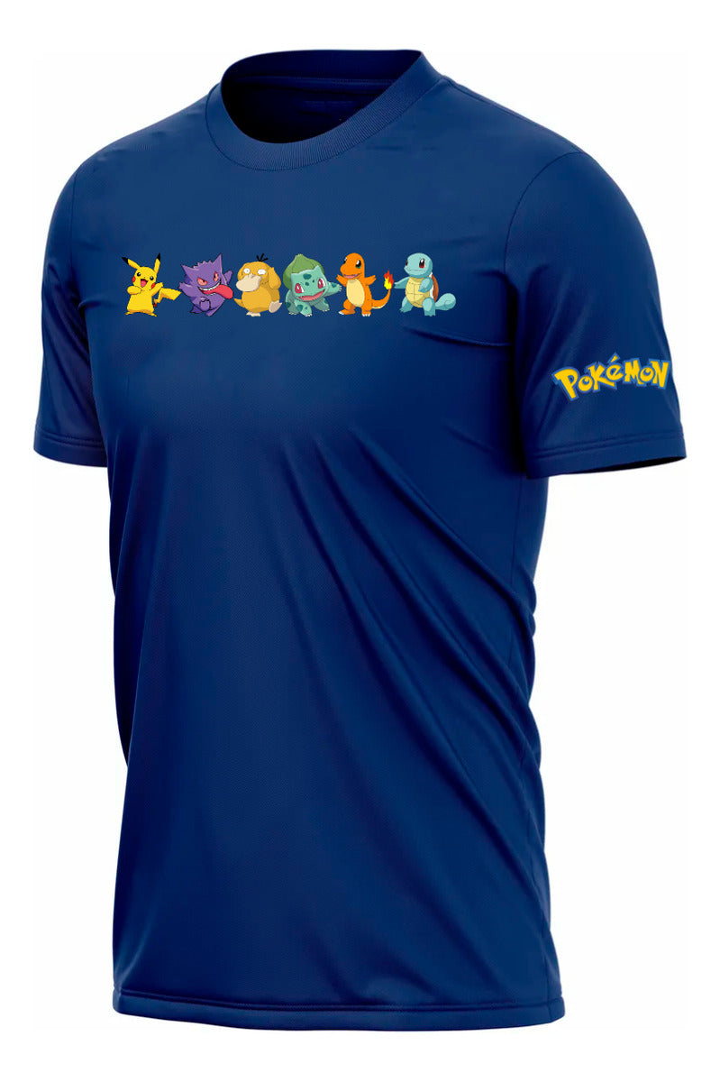 Playera Pokémon Gengar Pikachu Charmander Bulbasaur