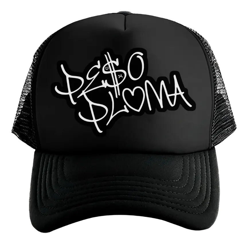 Gorra Trucker Peso Pluma Música Corridos Tumbados Reggaeton Negro Ajustable Pp