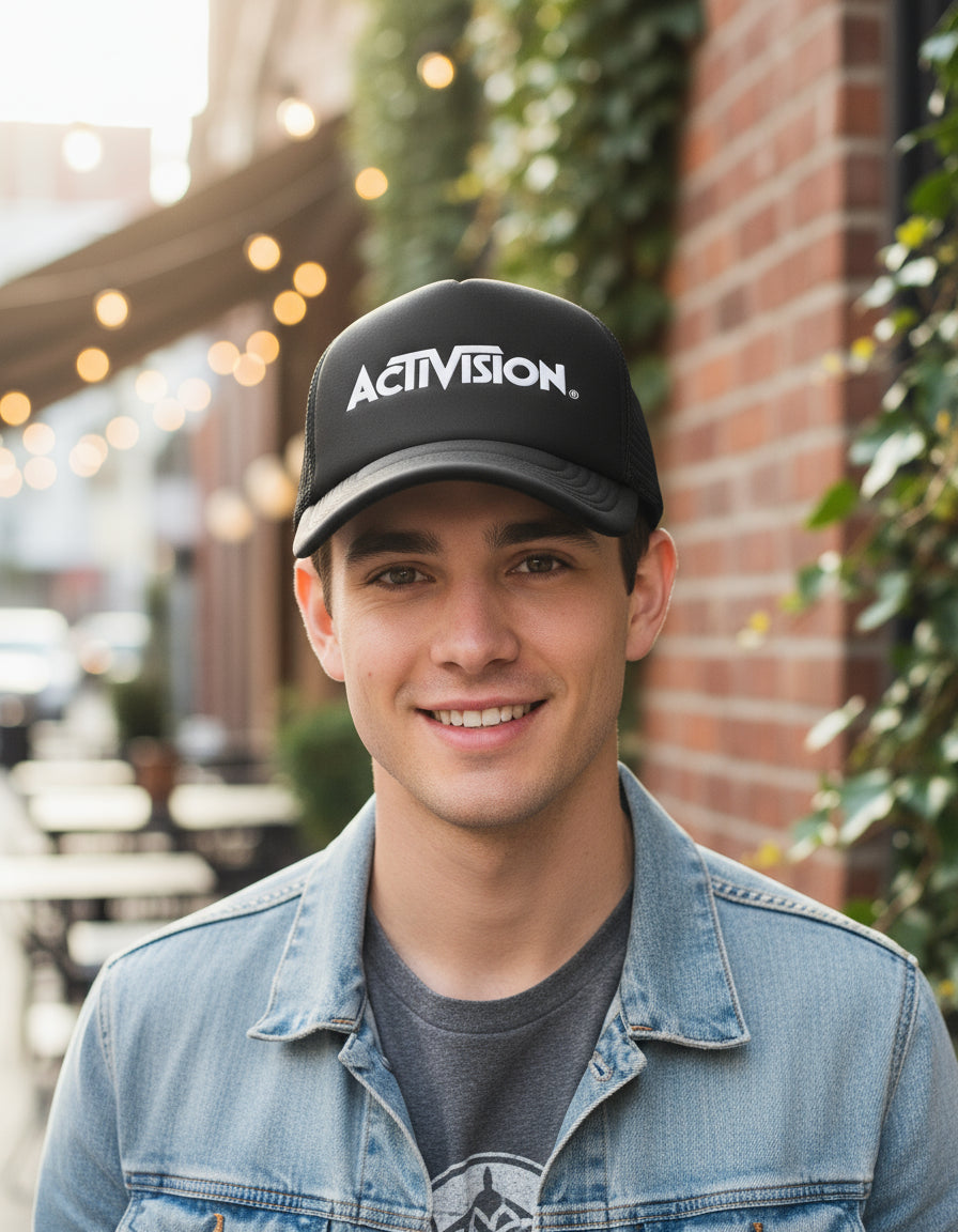 Gorra Trucker Activision Videojuegos Gamer Streaming Ps5 Pc Negro Ajustable Actv