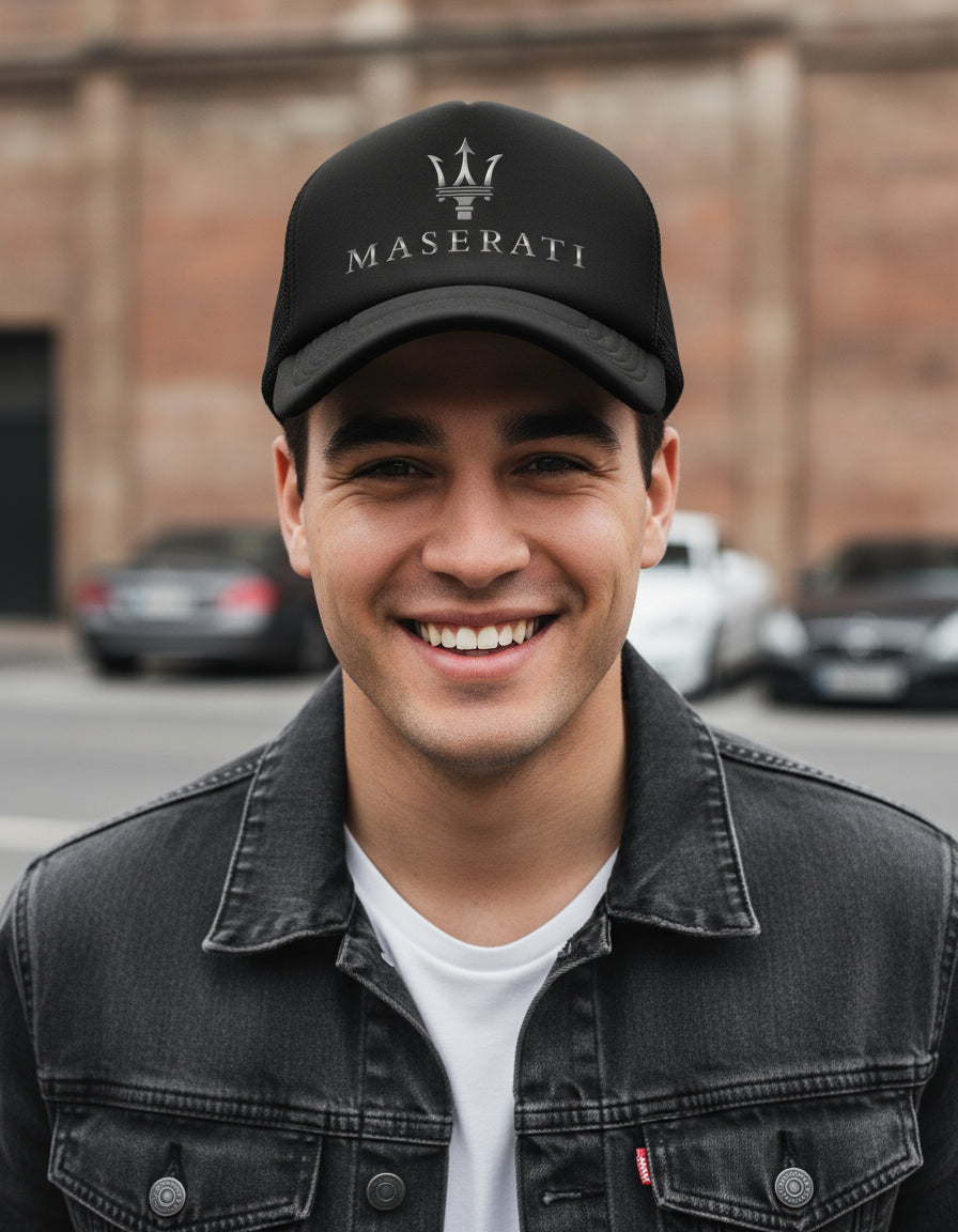 Gorra Maserati Coche Vehículo Automóvil Automovilismo Piloto Negro Ajustable Maserati