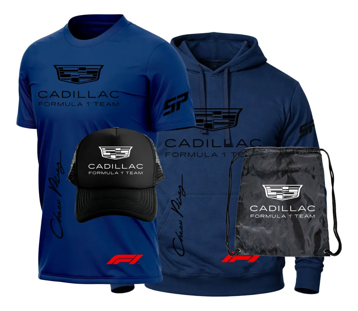 Pack Playera Sudadera Gorra Mochila Cadillac Formula 1 Team