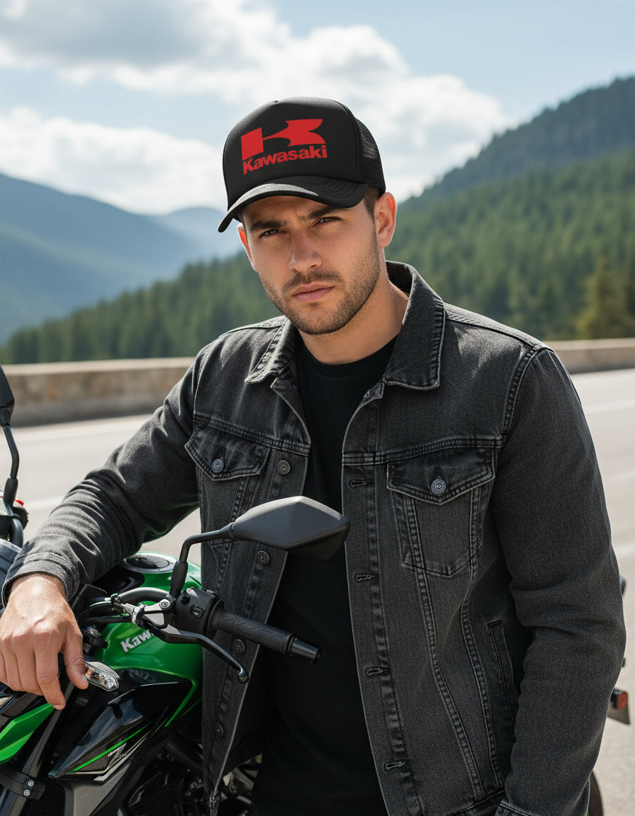 Gorra Trucker Kawasaki Moto Motociclismo Piloto Motogp Negro Ajustable Kawasaki