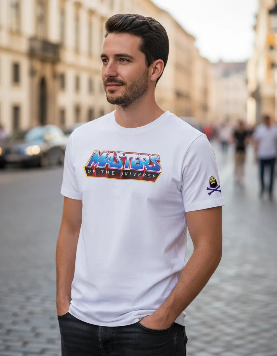 Playera Masters Of The Universe He Man Skeletor Blanco Logo G