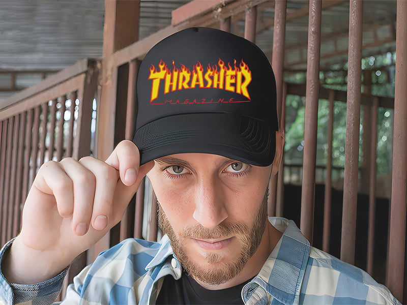 Gorra Thrasher Moda Moderno Elegante Aesthetic Actualidad Negro Ajustable Thrasher