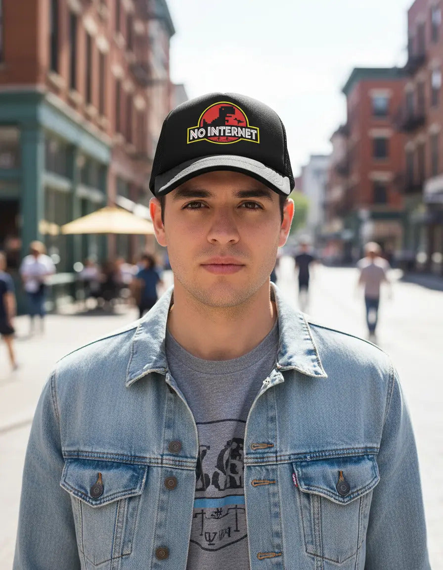 Gorra No Internet Dinosaurio Negro Ajustable Ni