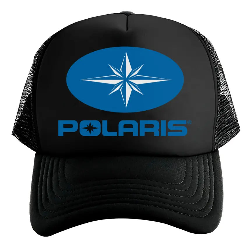 Gorra Trucker Polaris Rzr Automóvil Vehículo Todoterreno Negro Ajustable Frnt