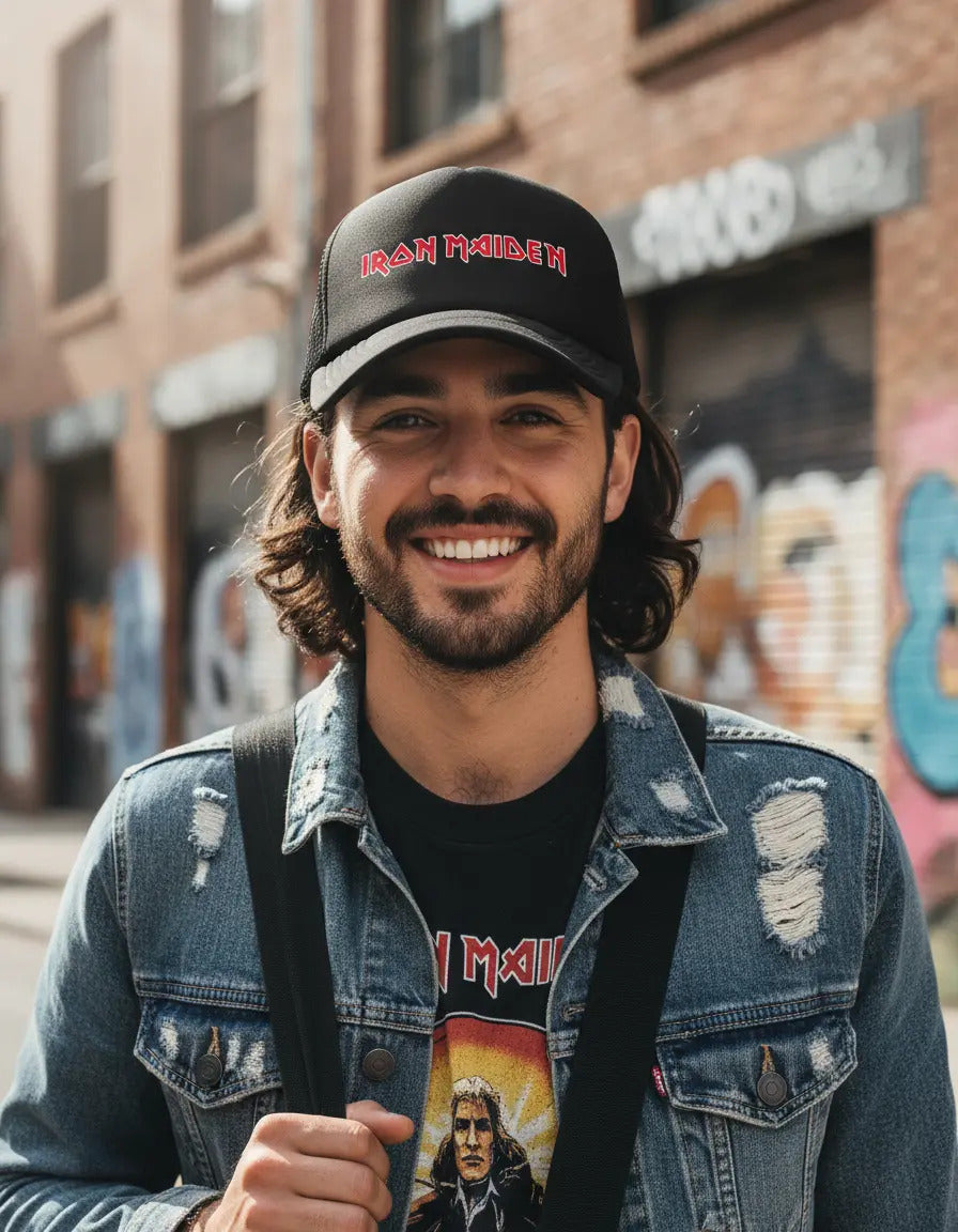 Gorra Trucker Iron Maden Música Rock Heavy Metal Negro Ajustable Im
