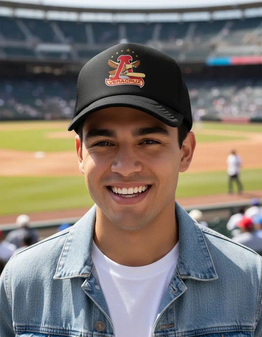 Gorra Él Águila De Veracruz Lmb Béisbol México Deportes Negro Ajustable Él Águila