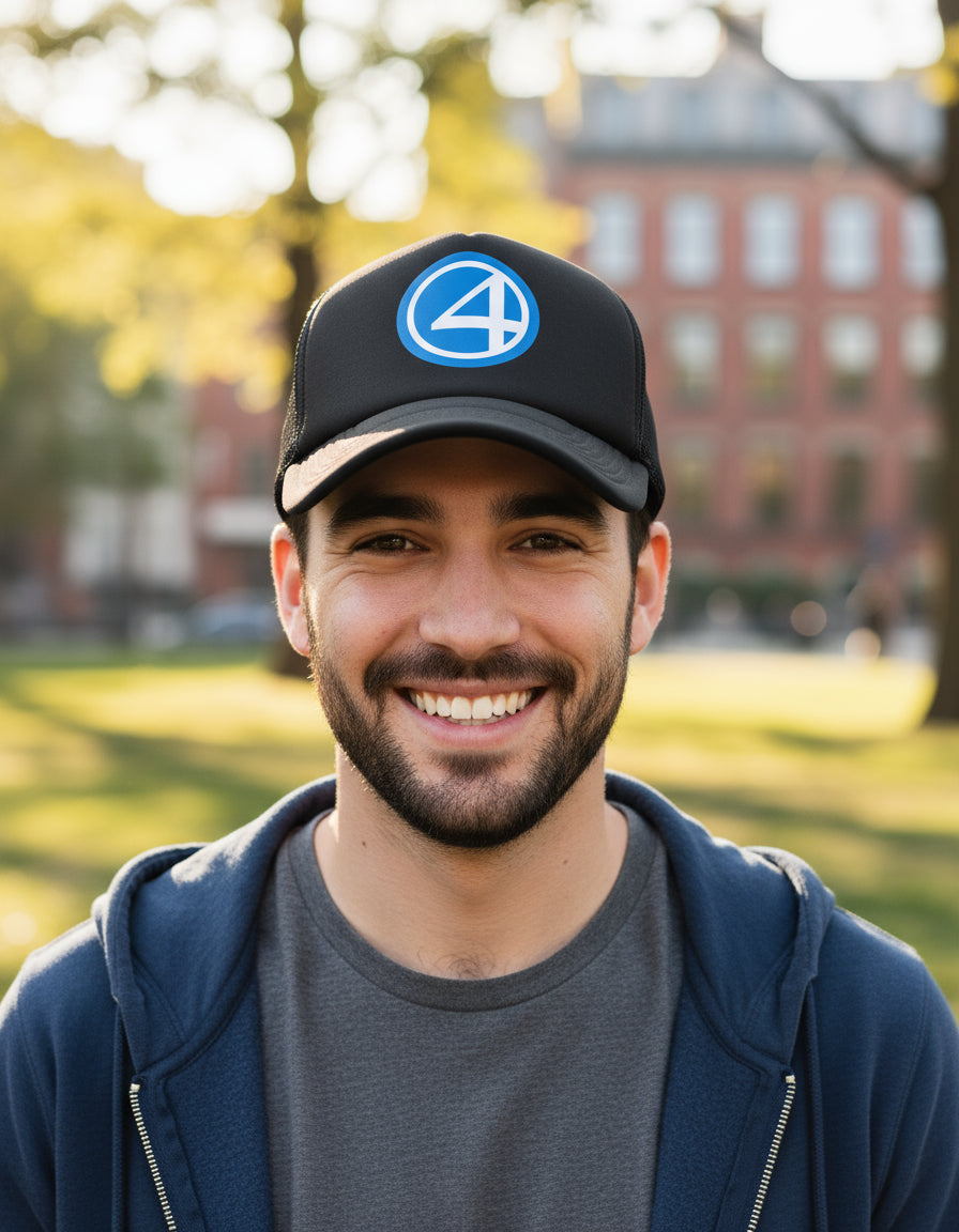 Gorra Los 4 Fantásticos Primeros Pasos Marvel Cómics Ucm Mcu Negro Ajustable L4f