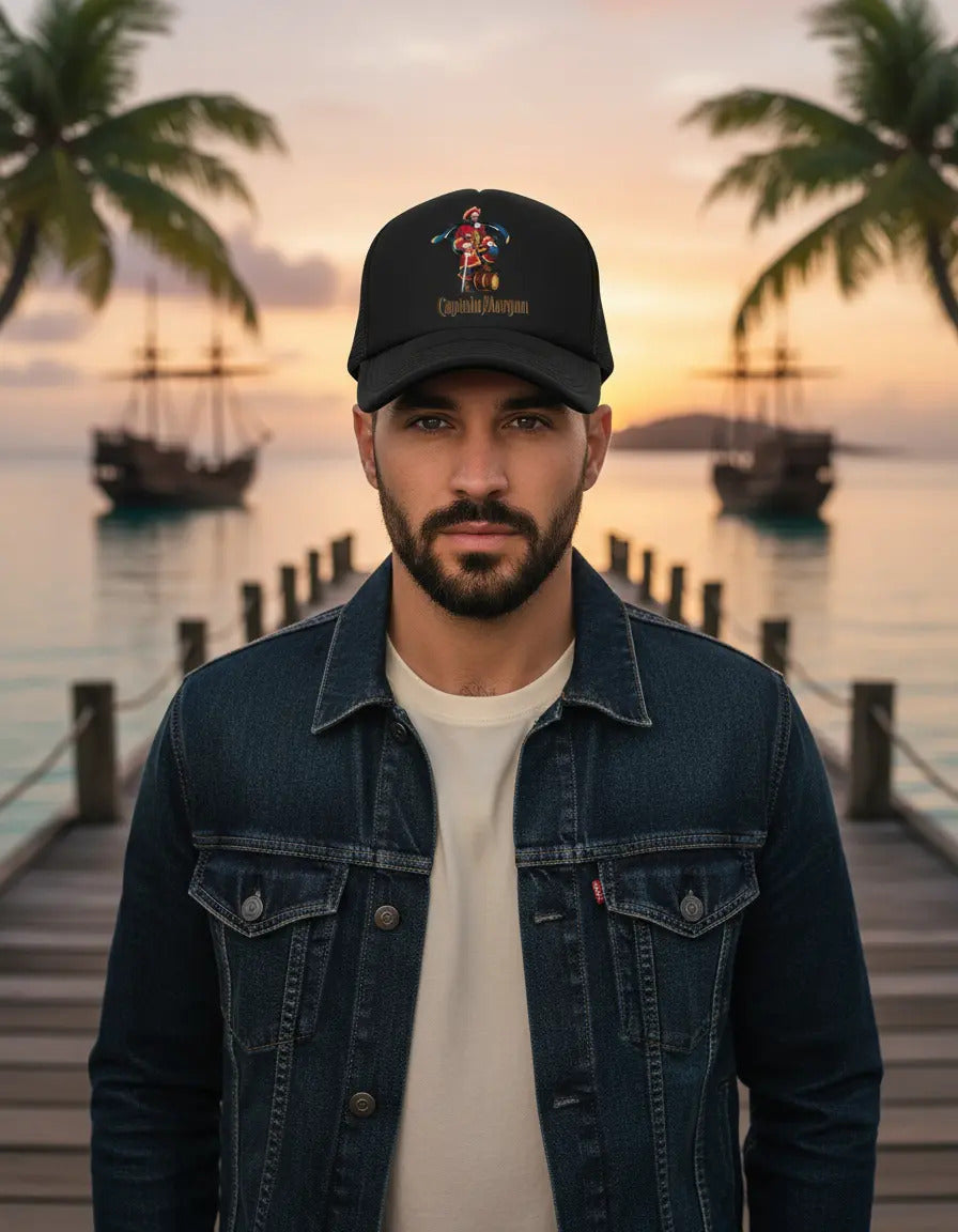 Gorra Captain Morgan Ron Bebida Negro Ajustable Cm