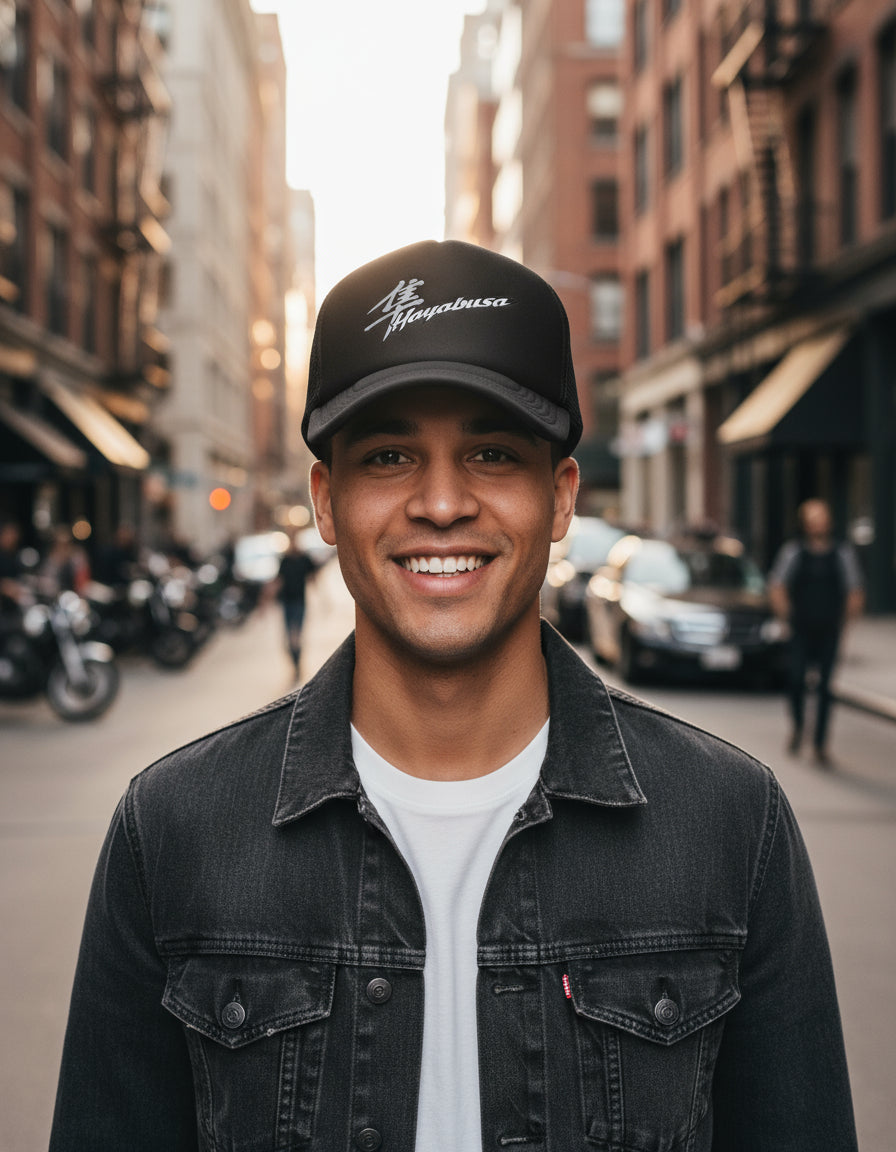 Gorra Trucker Hayabusa Moto Motociclismo Piloto Motogp Negro Ajustable Hayabusa