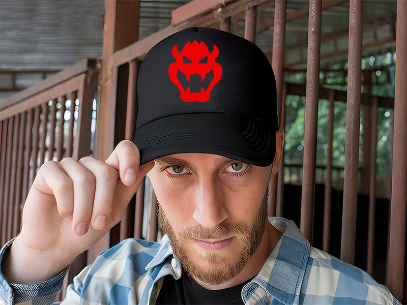 Gorra Trucker Bowser Mario Bros Nintendo Switch Videojuegos Negro Ajustable Bwsr