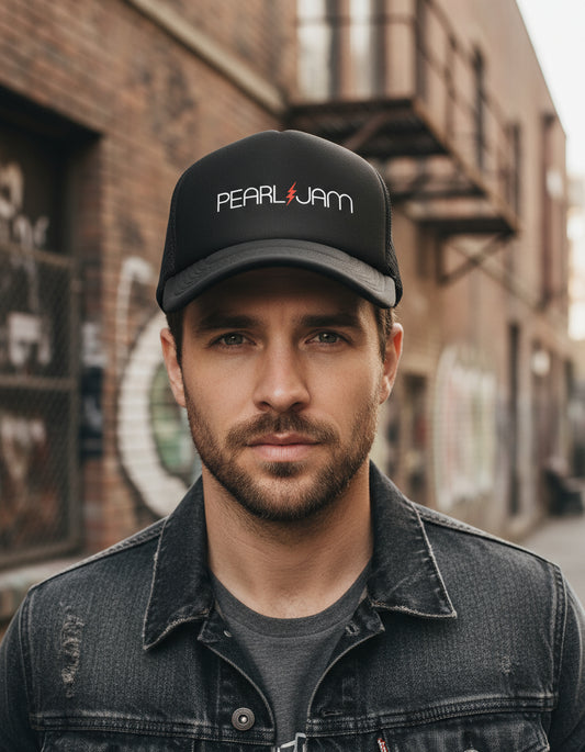 Gorra Trucker Pearl Jam Música Rock Negro Ajustable Pj